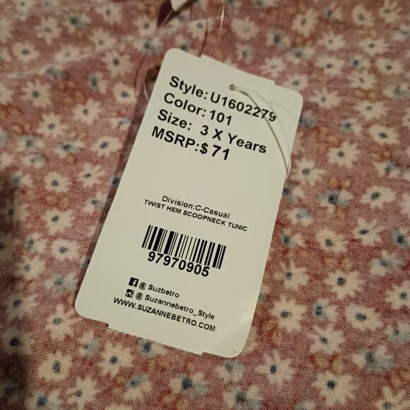 Suzanne Betro Women's Open Shoulder Gathered Waist Top Multicolored 3X NWT - Picture 6 of 11